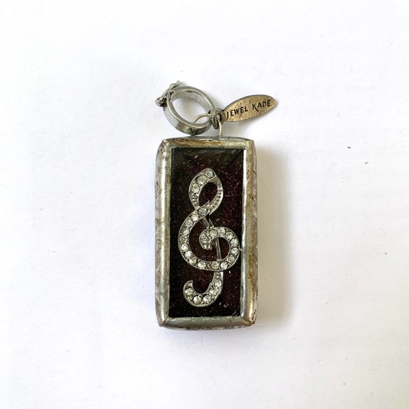 Jewel Kade Treble Clef two sided silver shadowbox large charm pendant - Picture 4 of 16